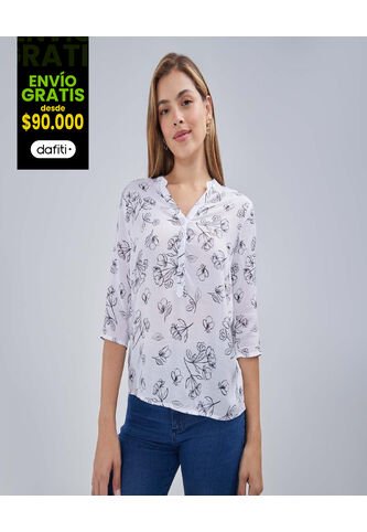 Blusa Para Mujer Manga 3/4 Color Blanco Marca Ostu #40120986 Ostu