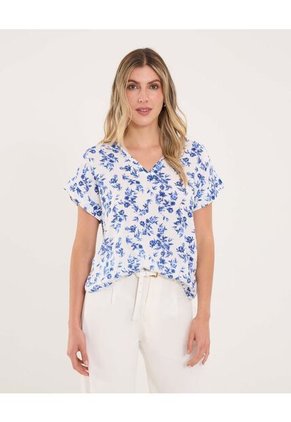 Blusa Para Mujer Manga Corta Color Crudo Marca Ostu #40121184
