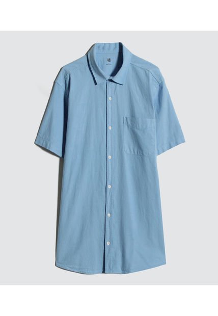 Camisa Para Hombre Manga Corta Con Bolsillo Color Azul  Marca Ostu #60010712