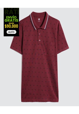 Polo Para Hombre Cuello Tejido Con Bolsillo Color Vino Marca Ostu #60110632 Ostu