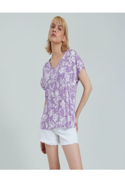 Blusa Para Mujer Manga Corta Color Lila  Marca Ostu #40120896