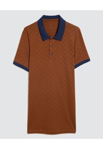 Polo Para Hombre Cuello Tejido Sin Bolsillo Color Café  Marca Ostu #60110659 Ostu