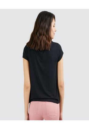 Camiseta Para Mujer Manga Corta Color Negro Marca Ostu #40090612