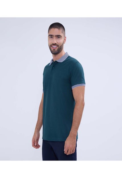 Polo Para Hombre Cuello Tejido Sin Bolsillo Color Verde  Marca Ostu #60110723