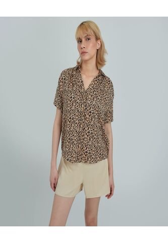 Blusa Para Mujer Manga Corta Color Café  Marca Ostu #40120902 Ostu