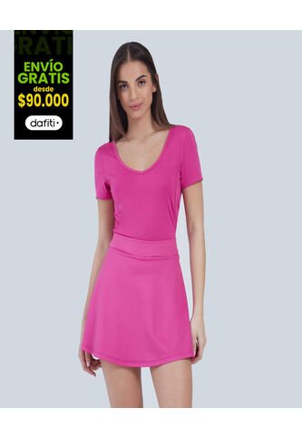 Crop Top Para Mujer Manga Corta Color Rosado  Marca Ostu #40091751 Ostu