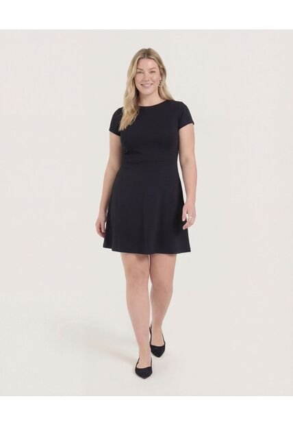 Vestido Escote Ojal Manga Casco  Para Mujer Negro Ostu