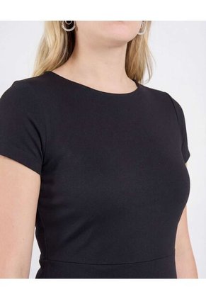 Vestido Escote Ojal Manga Casco  Para Mujer Negro Ostu