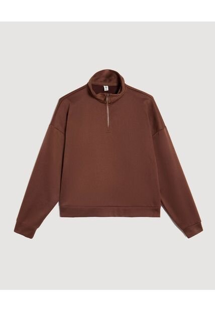 Buzo Cuello Alto  Para Mujer Café Ostu