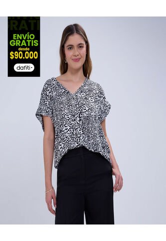Blusa Para Mujer Manga Corta Color Negro Marca Ostu #40121062 Ostu
