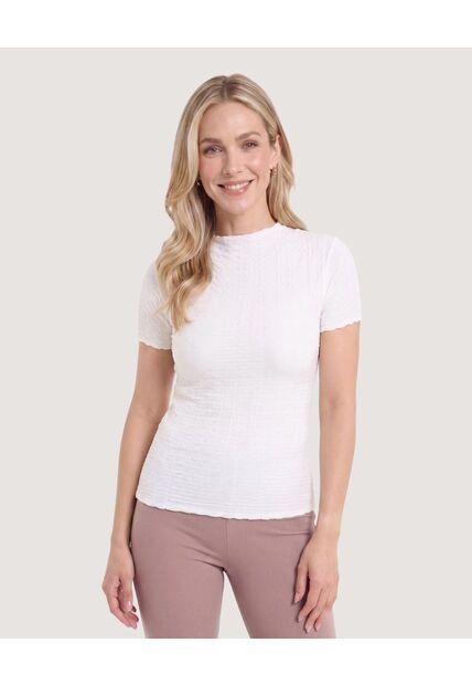 Camiseta Con Textura  Para Mujer Crema Ostu