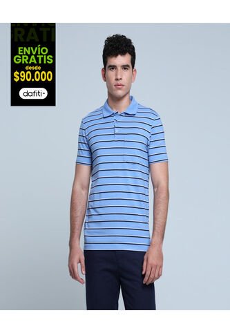 Polo Para Hombre Cuello Tejido Con Bolsillo Color Azul Claro Marca Ostu #60110610 Ostu