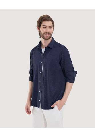 Camisa Para Hombre Manga Larga Con Bolsillo Cuello Casual M Color Azul Marca Ostu #60010859 Ostu