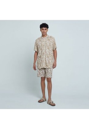 Camisa Para Hombre Manga Corta Sin Bolsillo Color Café  Marca Ostu #60010603