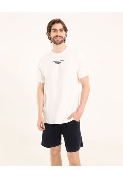 Camiseta Para Hombre Manga Corta Cuello Redondo Color Crema Marca Ostu #60091841