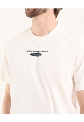 Camiseta Para Hombre Manga Corta Cuello Redondo Color Crema Marca Ostu #60091841