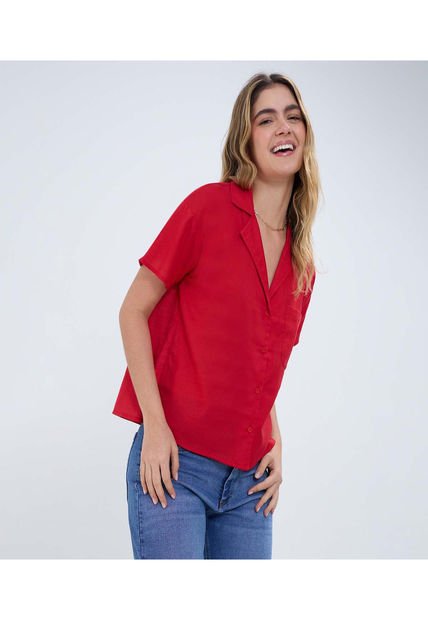 Camisa Para Mujer Manga Corta Color Vino Marca Ostu #40010267