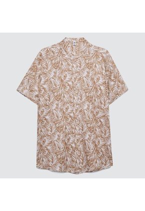 Camisa Para Hombre Manga Corta Sin Bolsillo Color Café  Marca Ostu #60010603