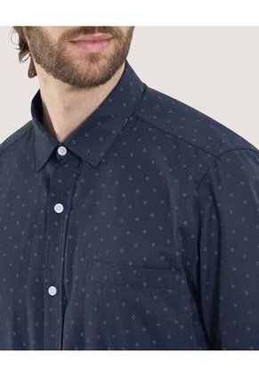 Camisa Para Hombre Manga Larga Con Bolsillo Cuello Casual M Color Azul Marca Ostu #60010859