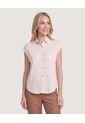 Camisa Manga Corta  Para Mujer Beige Ostu de Ostu