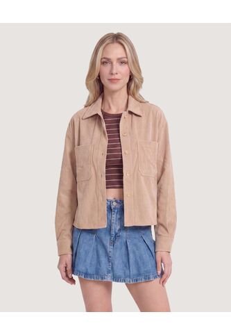 Chaqueta Sobrecamisa Pana  Para Mujer Camel Ostu Ostu