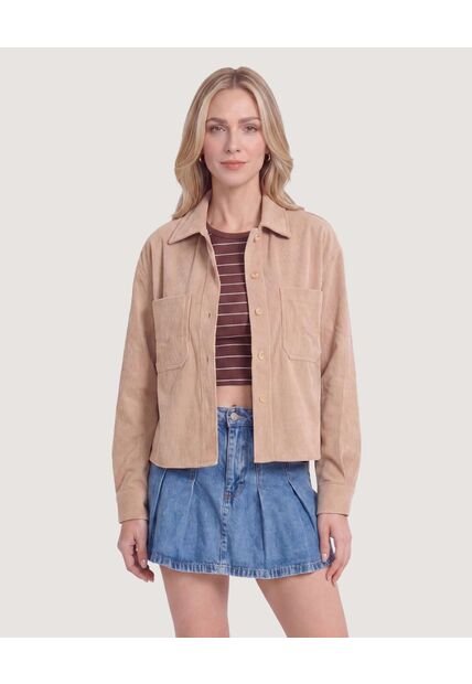 Chaqueta Sobrecamisa Pana  Para Mujer Camel Ostu