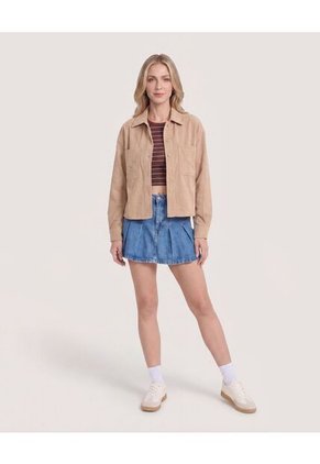 Chaqueta Sobrecamisa Pana  Para Mujer Camel Ostu