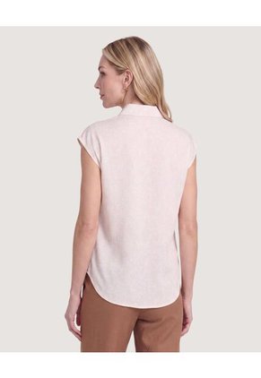 Camisa Manga Corta  Para Mujer Beige Ostu