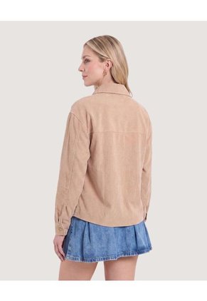 Chaqueta Sobrecamisa Pana  Para Mujer Camel Ostu