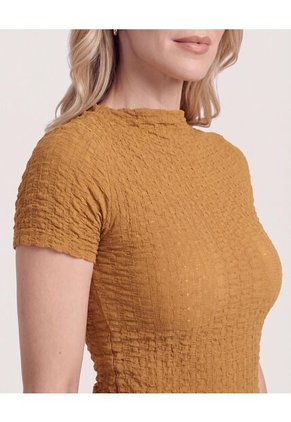 Camiseta Con Textura  Para Mujer Mostaza Ostu