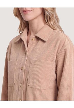 Chaqueta Sobrecamisa Pana  Para Mujer Camel Ostu