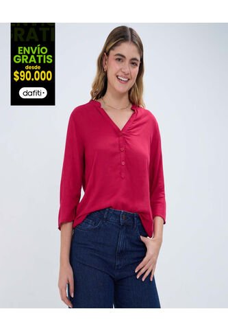 Blusa Para Mujer Manga 3/4 Color Rojo Marca Ostu #40121031 Ostu