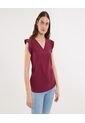 Blusa Para Mujer Manga Corta Color Vino Marca Ostu #40121156 de Ostu