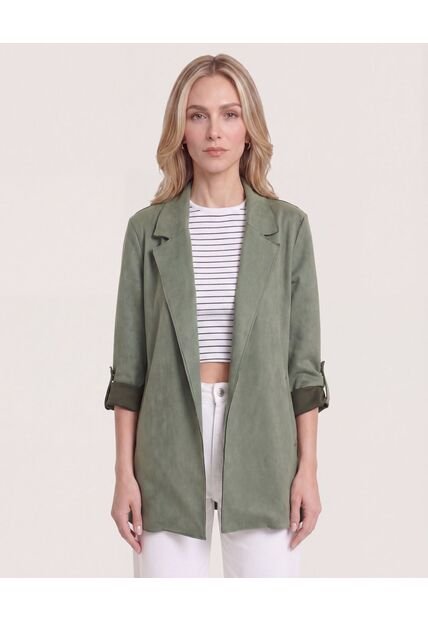 Blazer Unicolor  Para Mujer Verde Ostu
