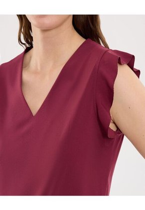 Blusa Para Mujer Manga Corta Color Vino Marca Ostu #40121156