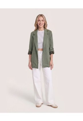 Blazer Unicolor  Para Mujer Verde Ostu