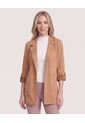 Blazer Unicolor  Para Mujer Camel Ostu de Ostu