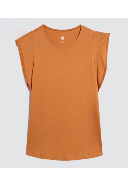 Camiseta Para Mujer Manga Corta Color Terracota Marca Ostu #40092038