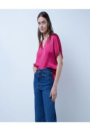 Blusa Para Mujer Manga Corta Color Fucsia Marca Ostu #40120943