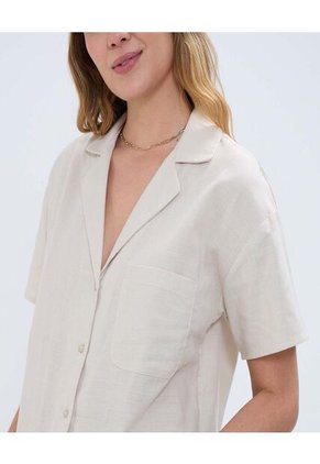 Camisa Para Mujer Manga Corta Color Beige Marca Ostu #40010268