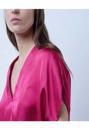 Blusa Para Mujer Manga Corta Color Fucsia Marca Ostu #40120943