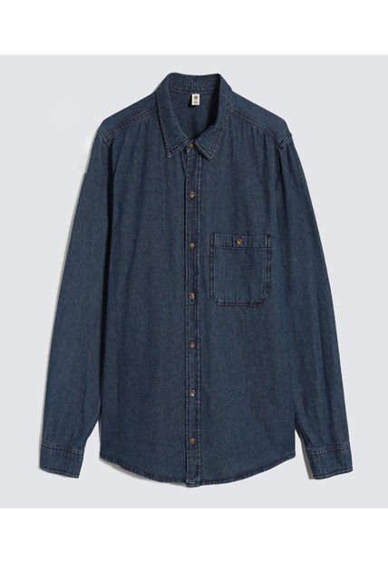 Camisa Para Hombre Manga Larga Con Bolsillo Color Azul  Marca Ostu #60010735