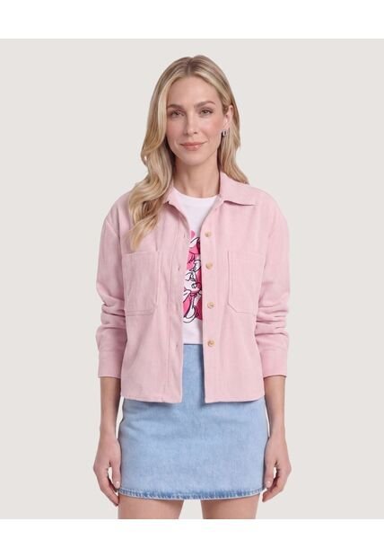 Chaqueta Sobrecamisa Pana  Para Mujer Rosa Ostu