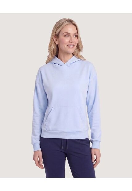 Hoodie Unicolor  Para Mujer Celeste Ostu