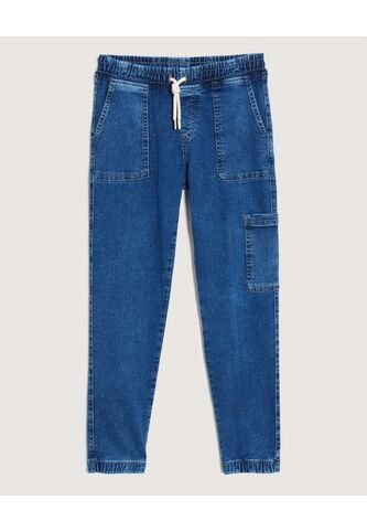 Jogger Cargo Tono Medio  Infantil Niño Azul Ostu Ostu