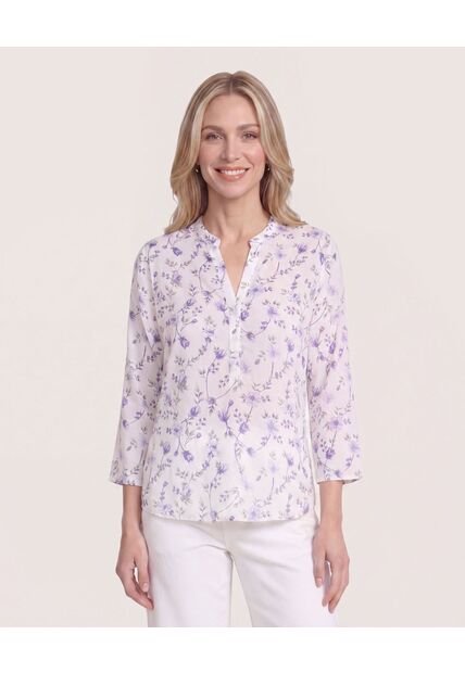 Blusa Basica Manga ¾  Para Mujer Lila Ostu