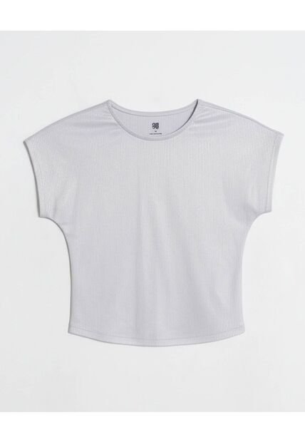 Camiseta Manga Corta Con Textura  Infantil Niña Gris Ostu