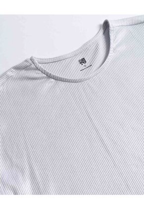 Camiseta Manga Corta Con Textura  Infantil Niña Gris Ostu