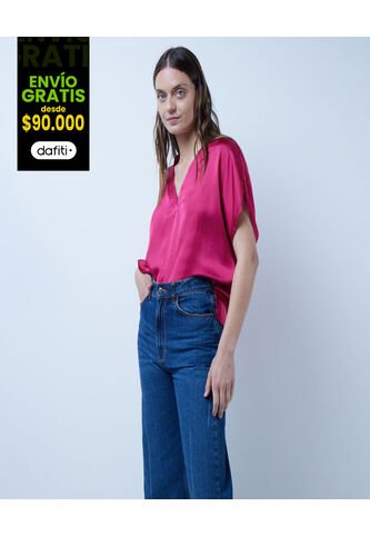 Blusa Para Mujer Manga Corta Color Fucsia Marca Ostu #40120943 Ostu