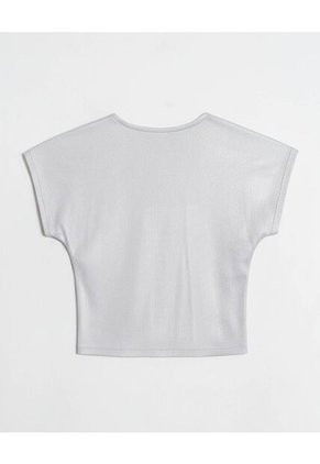 Camiseta Manga Corta Con Textura  Infantil Niña Gris Ostu